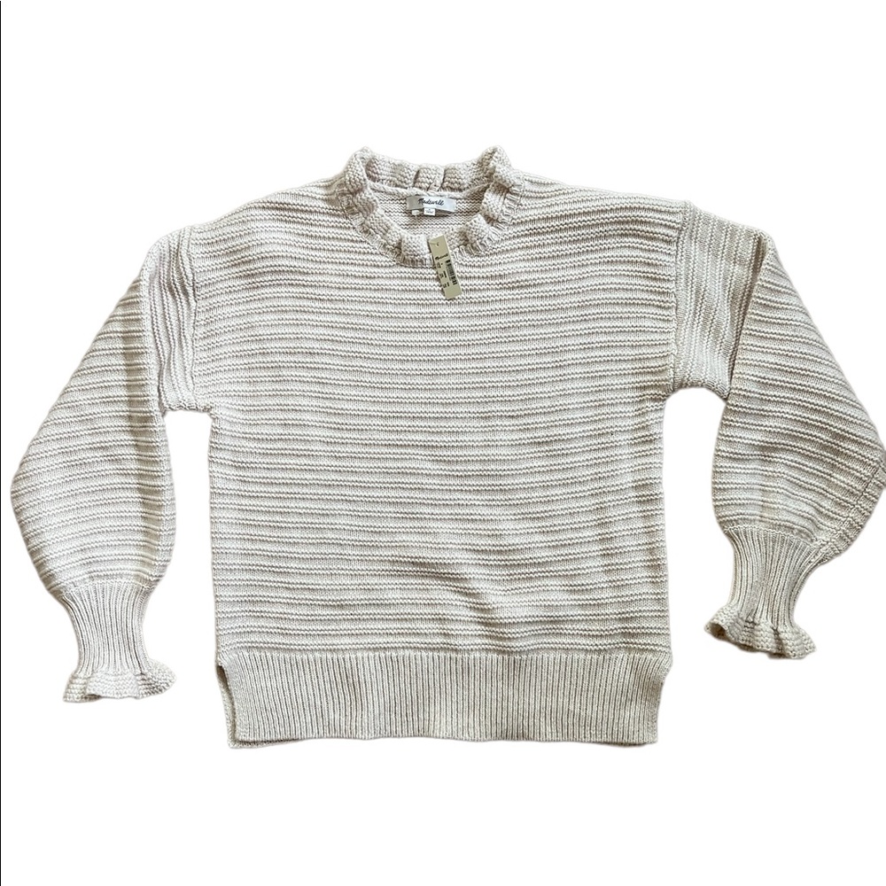 Madewell ruffle neck sweater NWT size S